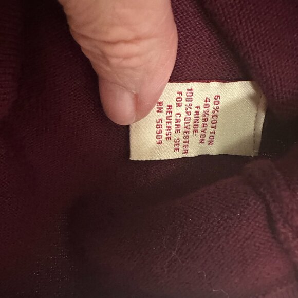 Reba‎ Holiday Gems Merlot Sweater Small Tassel Keyhole Front Studded NWT - Picture 6 of 9